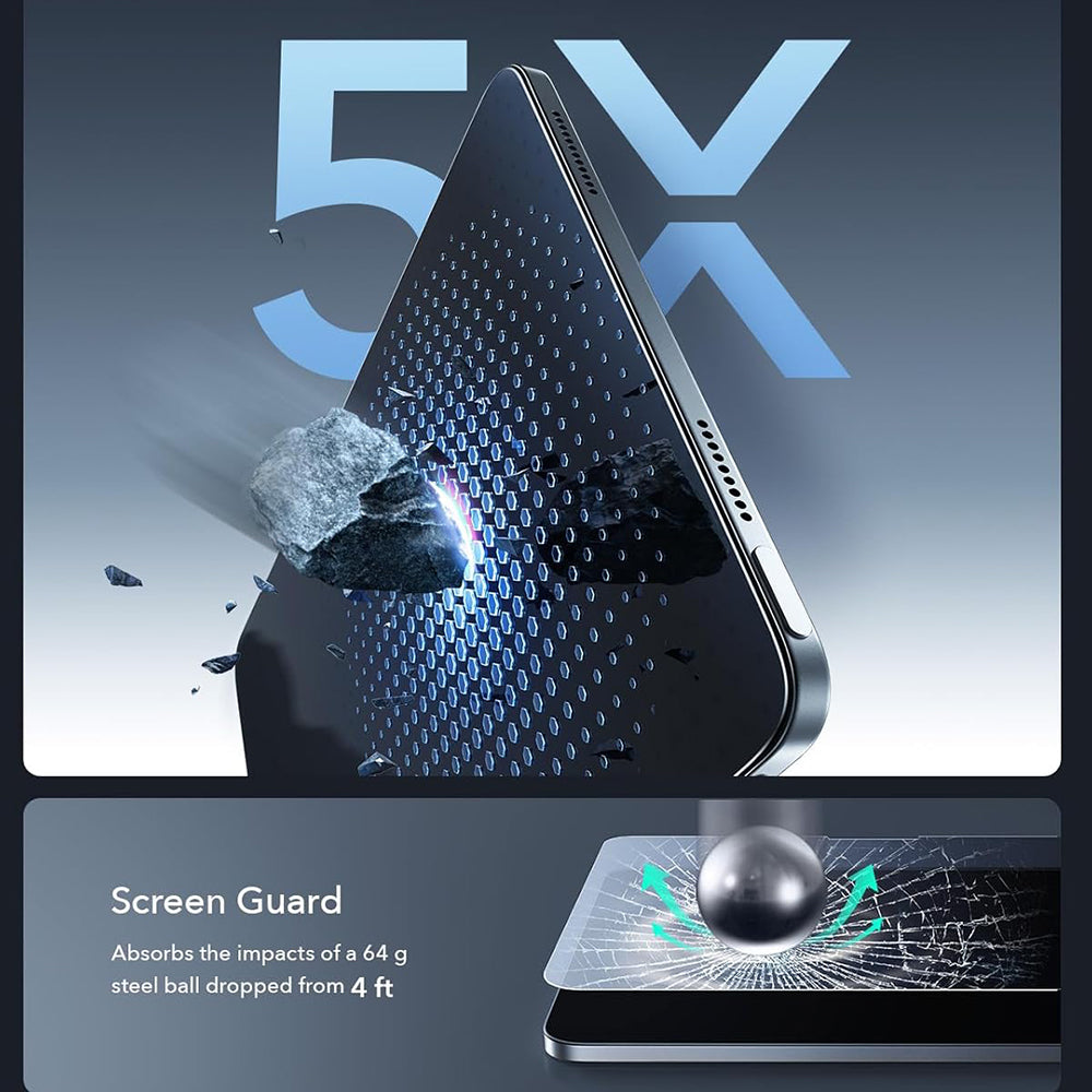 Zaštitna folija za ekran ESR Armorite Paper Feel UltraFit za Apple iPad Air 11 (2026) / Air 11 (2025), Kaljeno staklo, Full Glue, Set od 2 komada