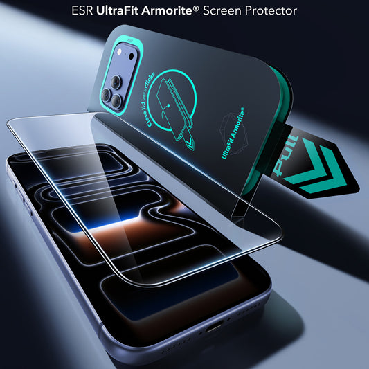 Zaštitna folija za ekran ESR Armorite UltraFit za Apple iPhone 18 Pro / 17 Pro, Kaljeno staklo, Full Glue, Set od 2 komada, Crna