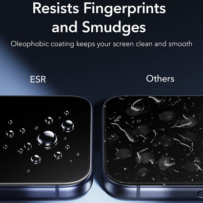 Zaštitna folija za ekran ESR Armorite UltraFit za Apple iPhone 18 Pro / 17 Pro, Kaljeno staklo, Full Glue, Set od 2 komada, Crna