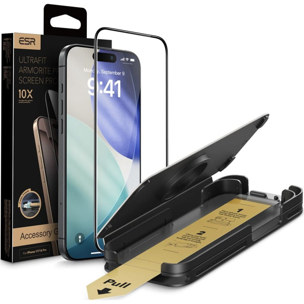 Zaštitna folija za ekran ESR UltraFit Armorite Pro za Apple iPhone 17 Pro Max, Kaljeno staklo, Full Glue, Crna