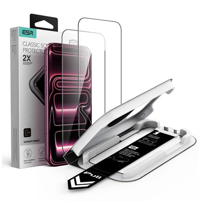 Zaštitna folija za ekran ESR UltraFit Classic za Apple iPhone 18 Pro Max / 17 Pro Max, Kaljeno staklo, Full Glue, Set od 2 komada, Crna