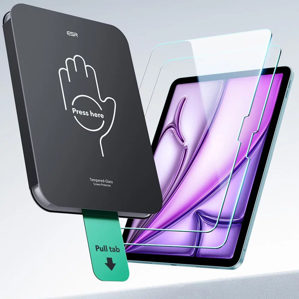 Zaštitna folija za ekran ESR UltraFit za Apple iPad Air 13 (2026) / Pro 13 (2025), Kaljeno staklo, Puna ljepila, Set od 2 komada