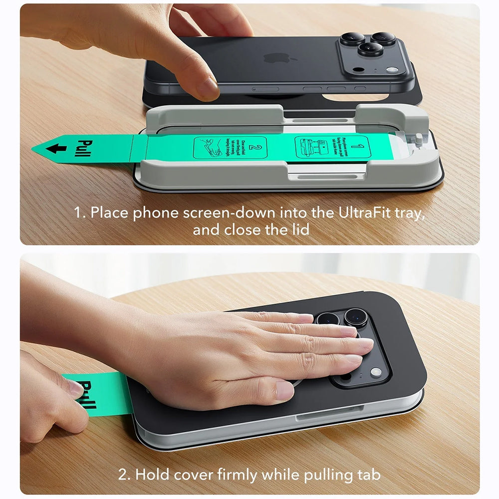 Zaštitna folija ESR UltraFit za ekran Apple iPhone 17 Pro, Kaljeno staklo, Full Glue, Set od 3 komada