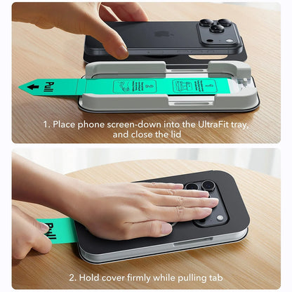Zaštitna folija za ekran ESR UltraFit za Apple iPhone 18 Pro / 17 Pro, Kaljeno staklo, Full Glue, Set od 3 komada, Crna
