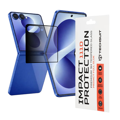 Zaštitna folija za vanjski ekran Privacy Techsuit za Samsung Galaxy Z Flip8 F776, Kaljeno staklo, Full Glue, 111D