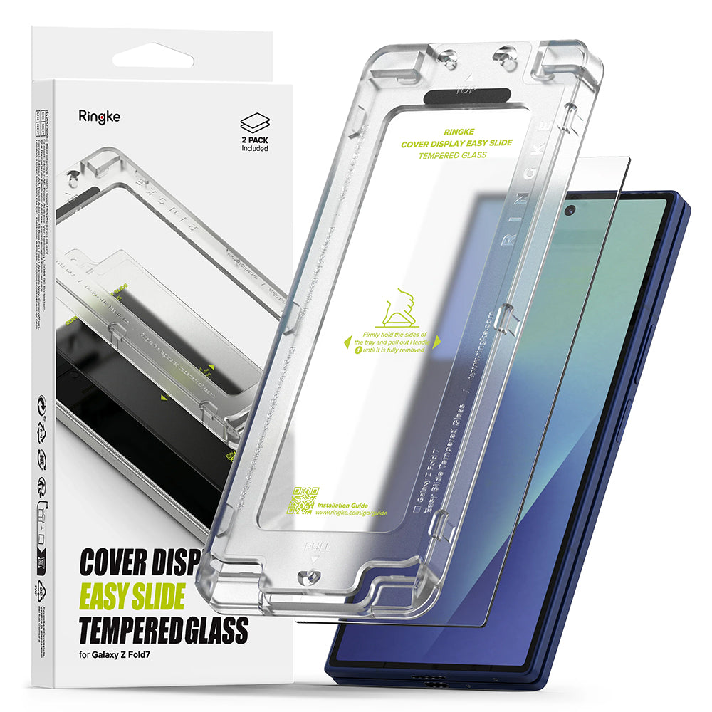 Zaštitna folija za vanjski ekran Ringke Easy Slide za Samsung Galaxy Z Fold7 F966, Kaljeno staklo, Full Glue, Set od 2 komada