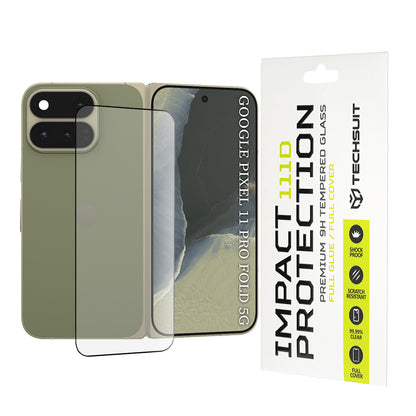 Zaštitna folija za vanjski zaslon Techsuit za Google Pixel 11 Pro Fold, kaljeno staklo, Full Glue, 111D, crna