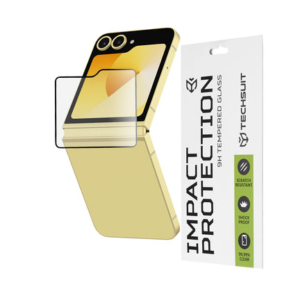Zaštitna folija za vanjski ekran Techsuit za Samsung Galaxy Z Flip6 F741, Kaljeno staklo, Full Glue, 111D, Crna