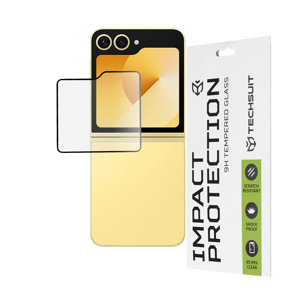 Zaštitna folija za vanjski ekran Techsuit za Samsung Galaxy Z Flip6 F741, Kaljeno staklo, Full Glue, 111D, Crna