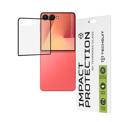 Zaštitna folija za vanjski ekran Techsuit za Samsung Galaxy Z Flip7 F766, Kaljeno staklo, Full Glue, 111D, Crna