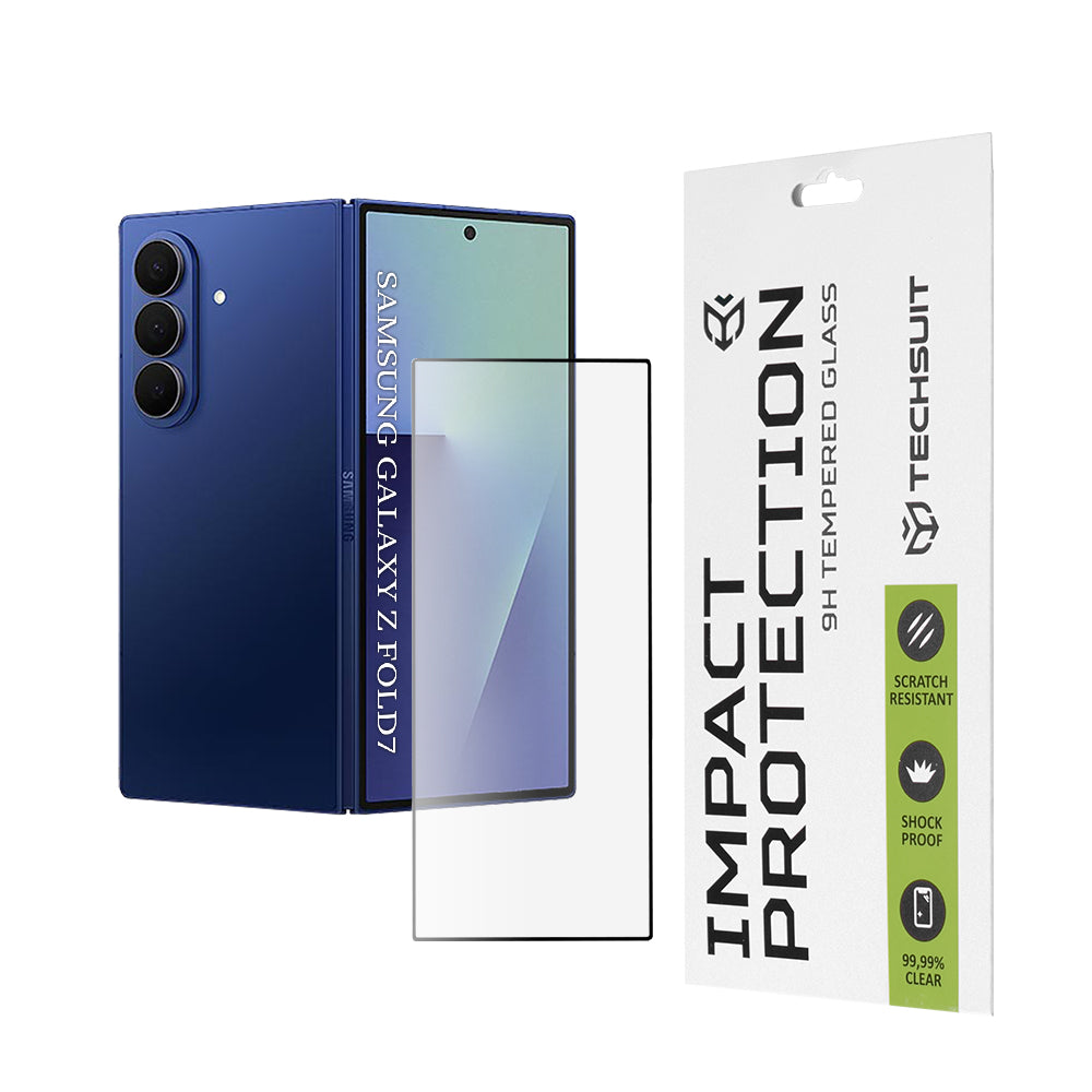 Zaštitna folija za vanjski ekran Techsuit za Samsung Galaxy Z Fold7 F966, Kaljeno staklo, Full Glue, 111D, Crna