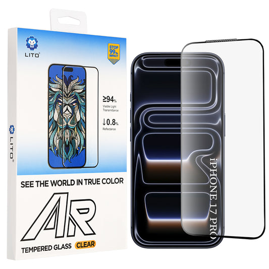 Zaštitna folija za ekran Lito AR SE za Apple iPhone 18 Pro / 17 Pro, Kaljeno staklo, Puna ljepila, Crna