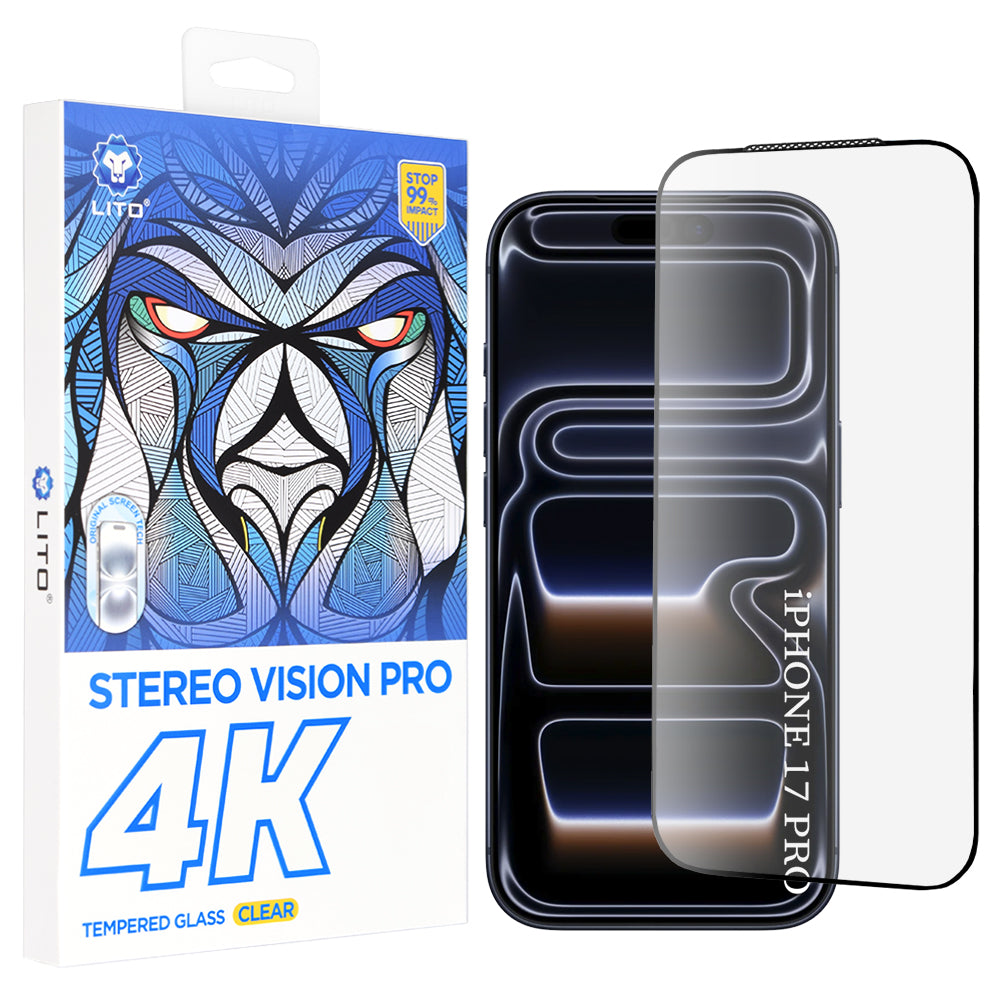 Zaštitna folija za ekran Lito D+ Max 4K za Apple iPhone 17 Pro, Kaljeno staklo, Full Glue, Crna