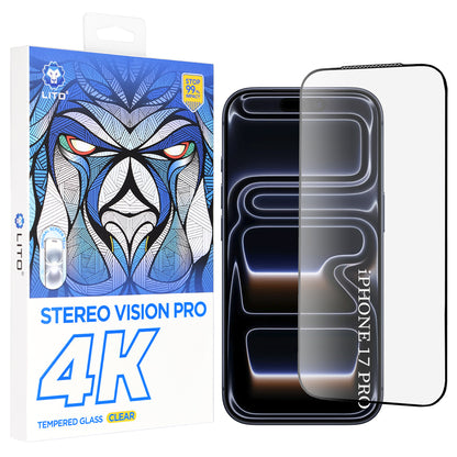 Zaštitna folija za ekran Lito D+ Max 4K za Apple iPhone 17 Pro, Kaljeno staklo, Full Glue, Crna