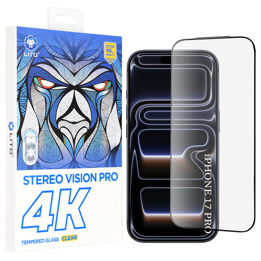 Zaštitna folija za ekran Lito D+ Max 4K za Apple iPhone 17 Pro, Kaljeno staklo, Full Glue, Crna