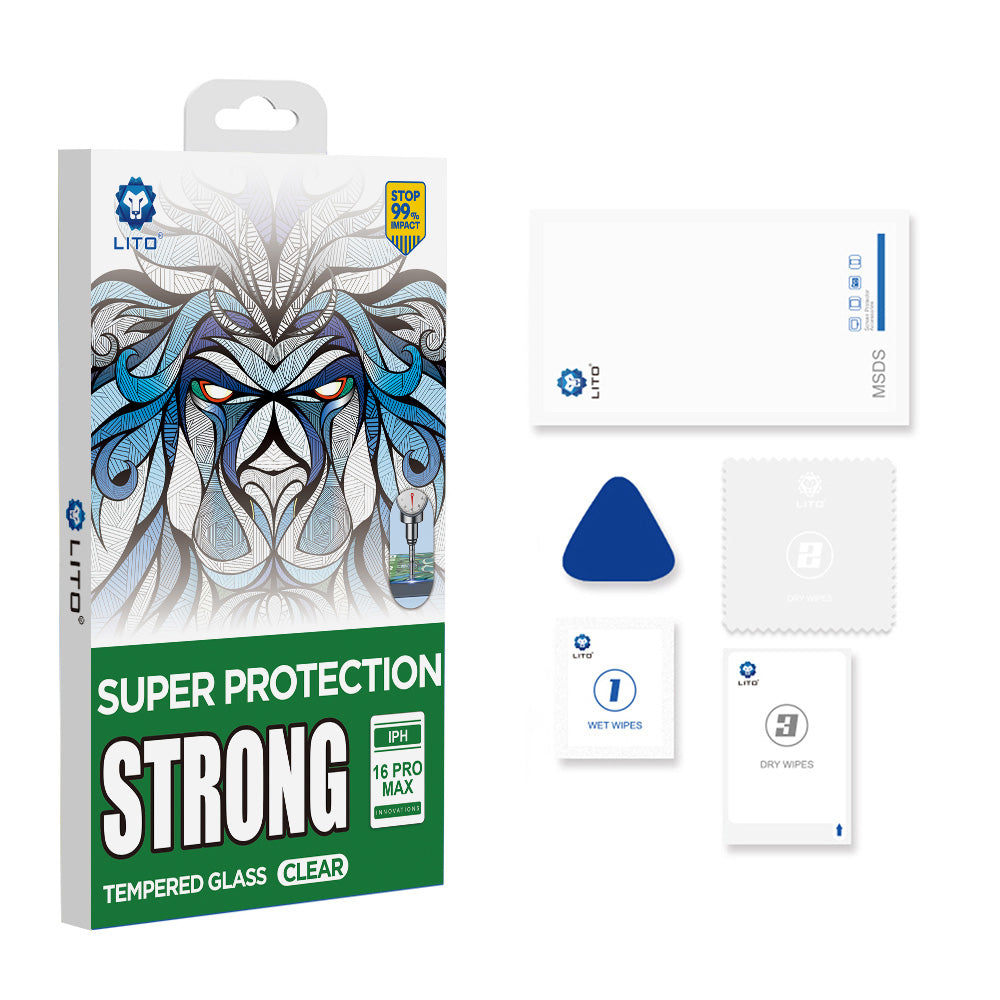 Zaštitna folija za ekran Lito D+ Max Strong za Apple iPhone 17 / 16 Pro, Kaljeno staklo, Full Glue, Crna