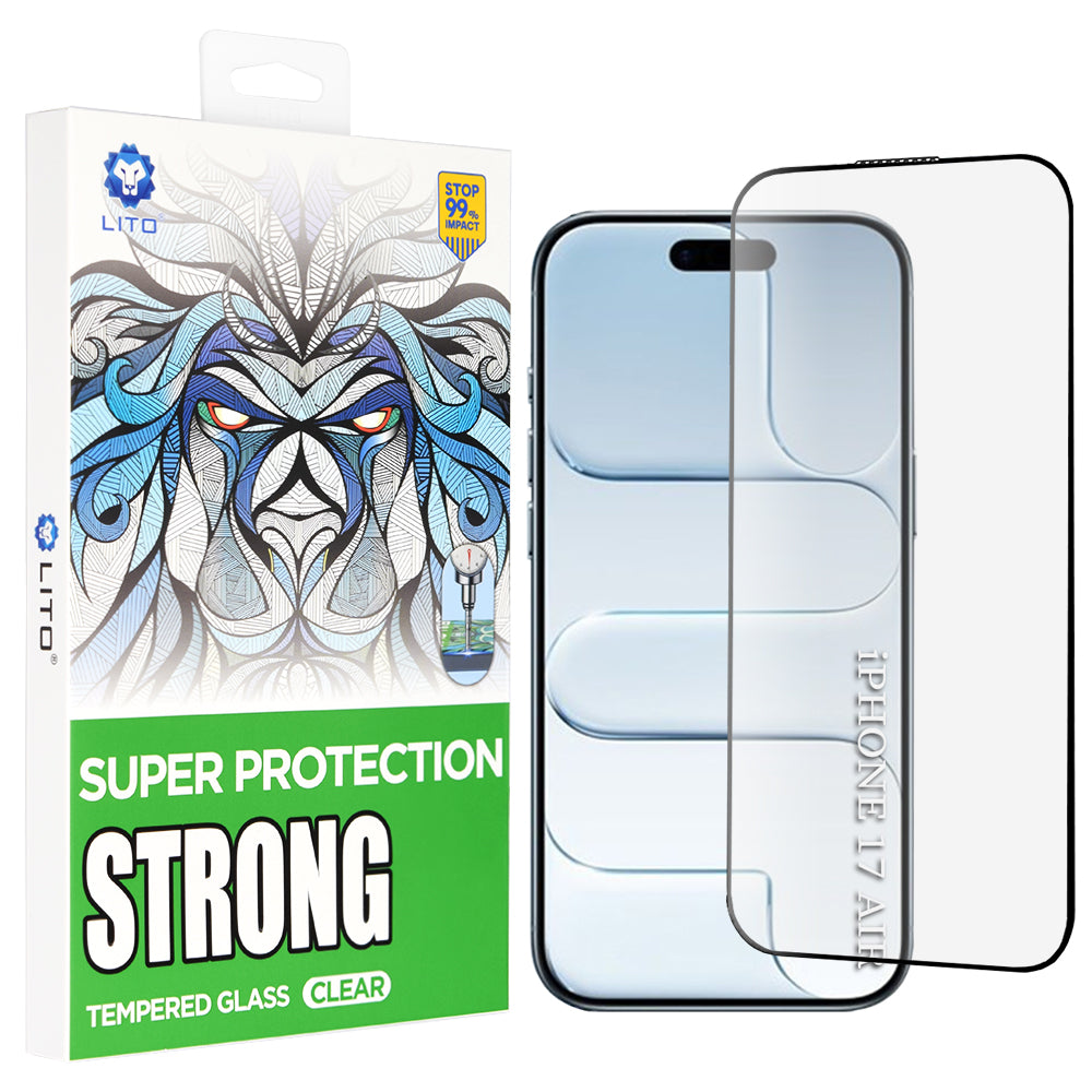 Zaštitna folija za ekran Lito D+ Max Strong za Apple iPhone 17 Air, Kaljeno staklo, Full Glue, Crna