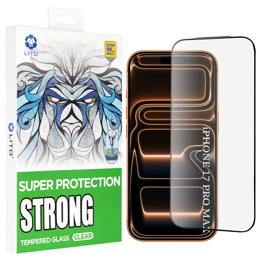 Zaštitna folija za ekran Lito D+ Max Strong za Apple iPhone 17 Pro Max, Kaljeno staklo, Full Glue, Crna
