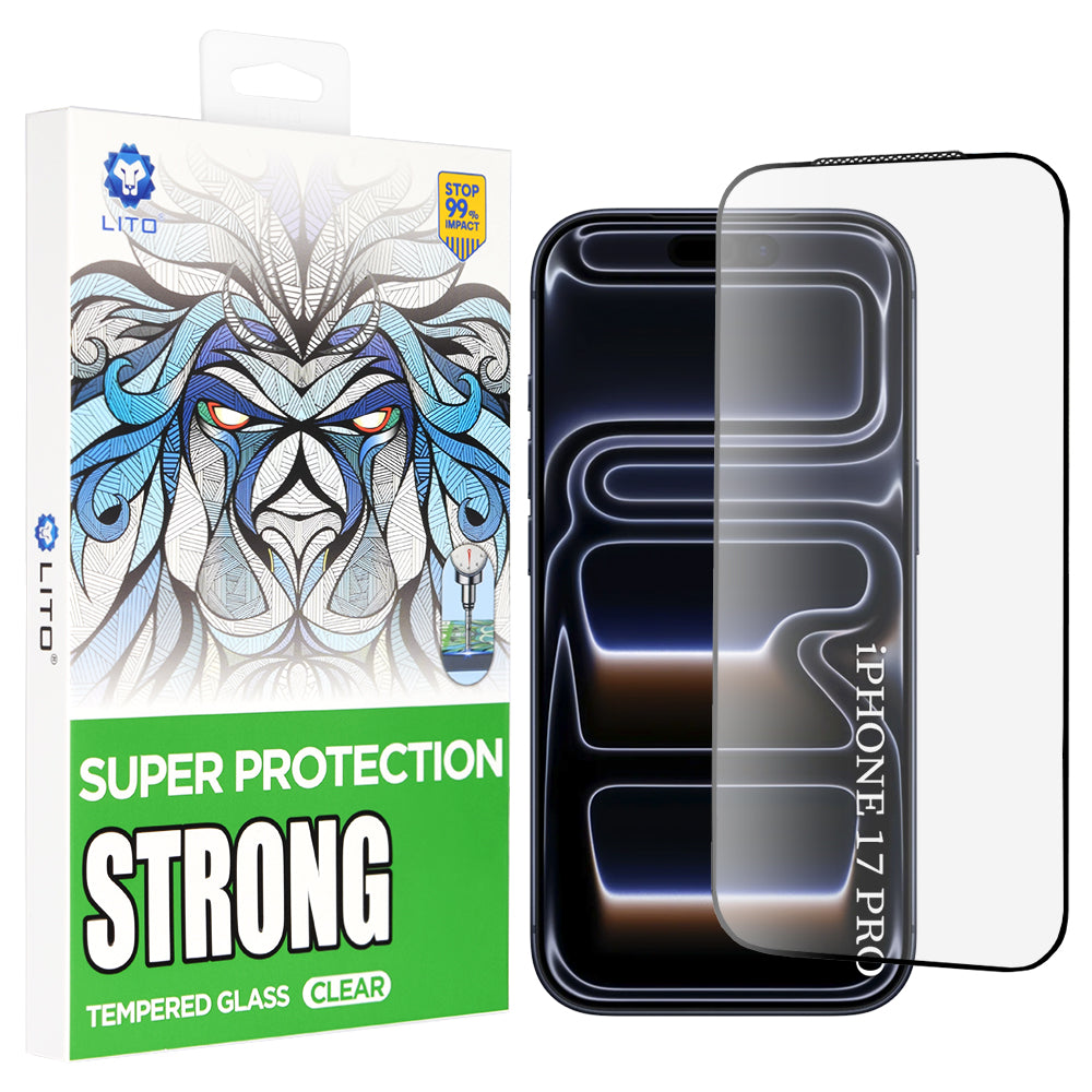 Zaštitna folija za ekran Lito D+ Max Strong za Apple iPhone 17 Pro, Kaljeno staklo, Full Glue, Crna