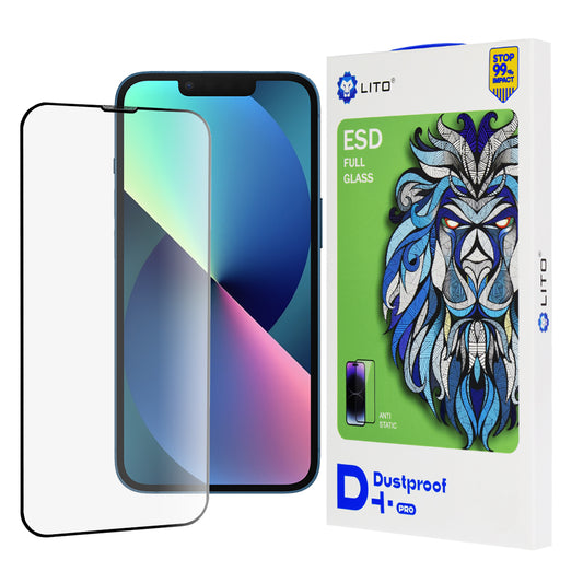 Zaštitna folija za ekran Lito D+ Pro Dustproof za Apple iPhone 14 / 13 Pro / 13, Kaljeno staklo, Full Glue, Crna