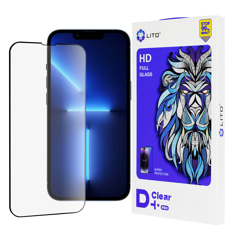 Zaštitna folija za zaslon Lito D+ Pro za Apple iPhone 14 Plus / 13 Pro Max, kaljeno staklo, potpuno ljepljiva, crna