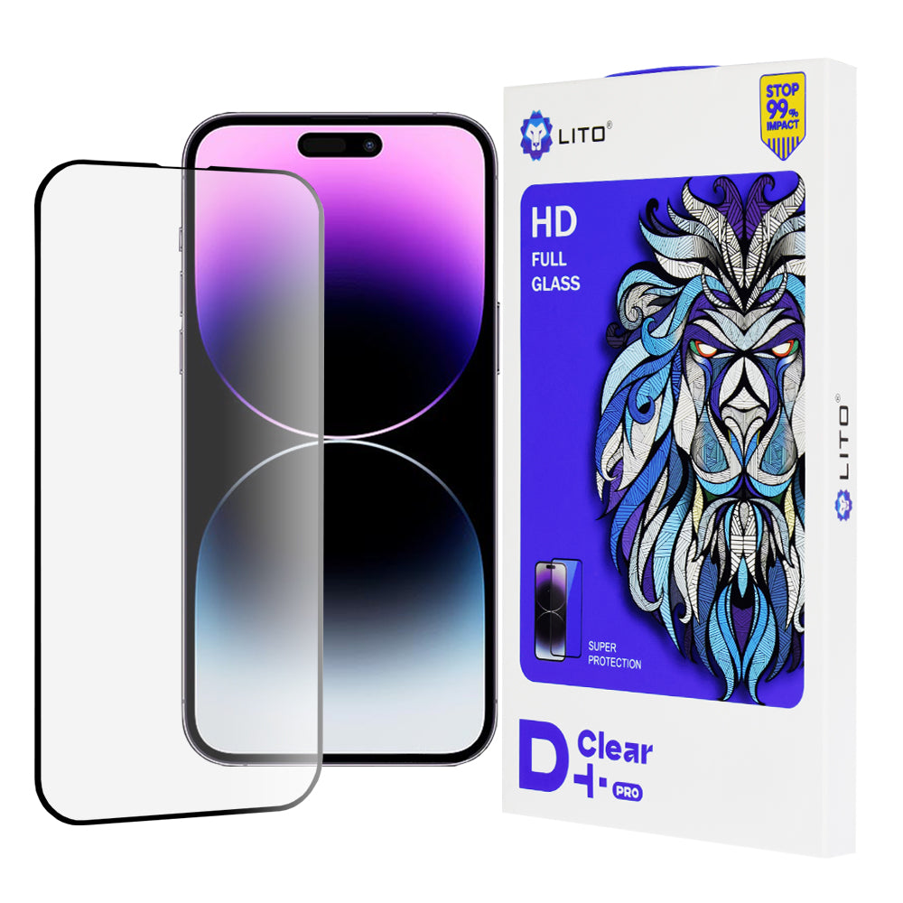 Zaštitna folija za ekran Lito D+ Pro za Apple iPhone 14 Pro Max, Kaljeno staklo, Full Glue, Crna