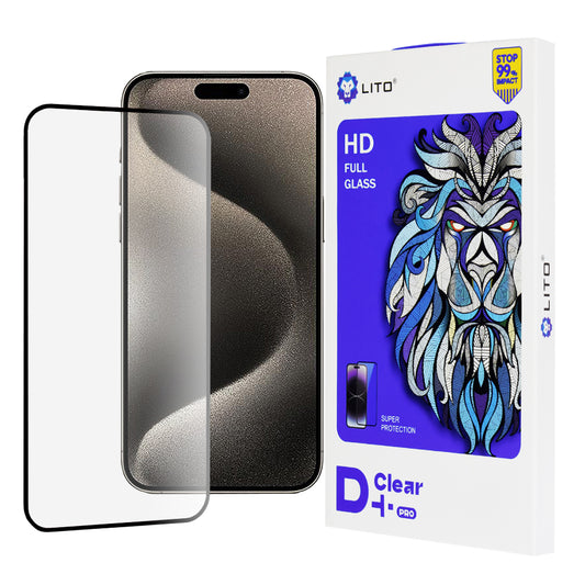 Zaštitna folija za ekran Lito D+ Pro za Apple iPhone 15 Pro Max, Kaljeno staklo, Full Glue, Crna