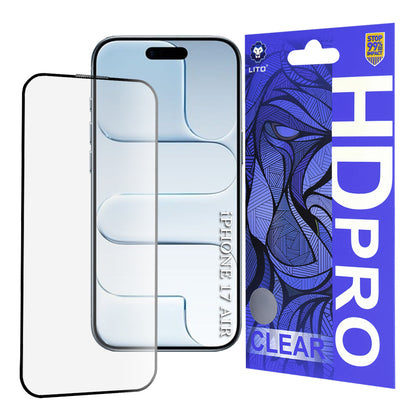 Zaštitna folija za ekran Lito HD Pro Clear za Apple iPhone 17 Air, Kaljeno staklo, Full Glue, Crna