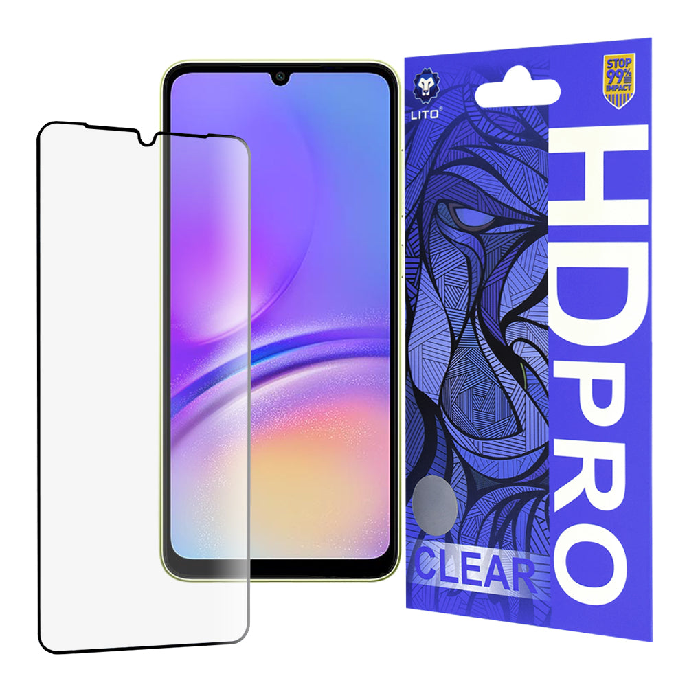 Zaštitna folija za ekran Lito HD Pro Clear za Samsung Galaxy A05 A055, Kaljeno staklo, Full Glue, Crna