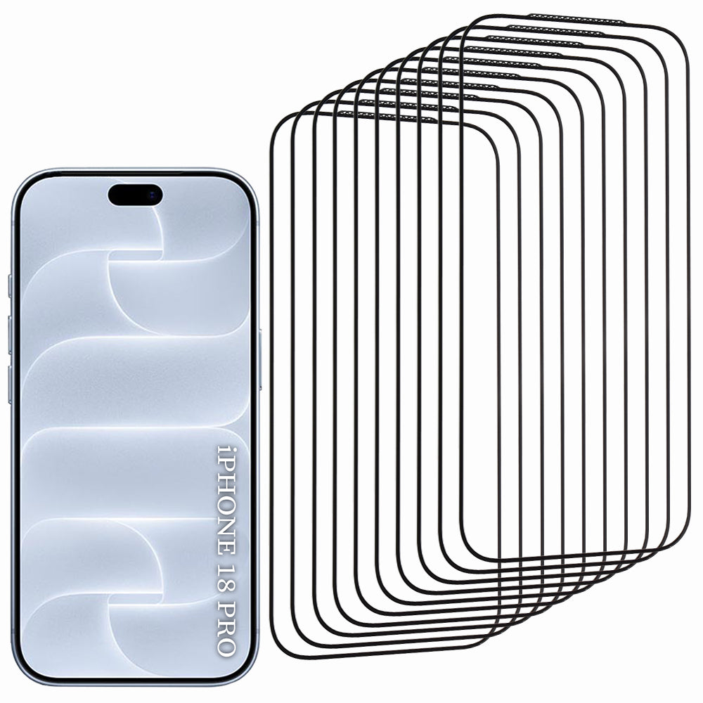 Zaštitna folija za zaslon Lito HD Pro za Apple iPhone 18 Pro / 17 Pro, kaljeno staklo, potpuno ljepljiva, set od 10 komada, crna