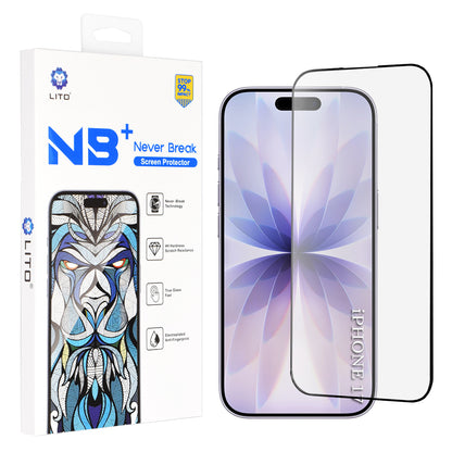 Zaštitna folija za ekran Lito NB za Apple iPhone 17 / 16 Pro, Kaljeno staklo, Full Glue, Crna