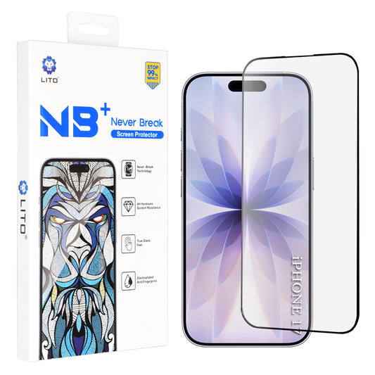 Zaštitna folija za ekran Lito NB za Apple iPhone 17 / 16 Pro, Kaljeno staklo, Full Glue, Crna