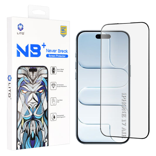 Zaštitna folija za ekran Lito NB za Apple iPhone 17 Air, Kaljeno staklo, Full Glue, Crna