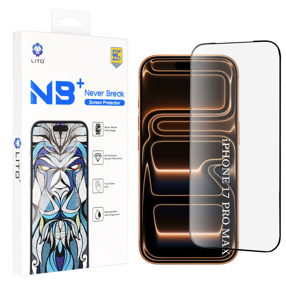 Zaštitna folija za ekran Lito NB za Apple iPhone 17 Pro Max, Kaljeno staklo, Full Glue, Crna