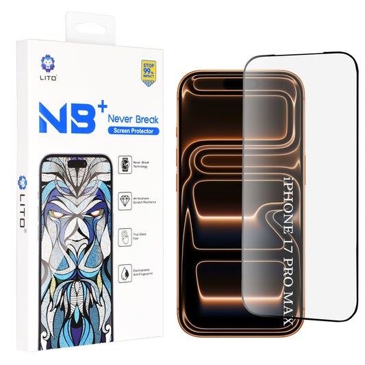 Zaštitna folija za ekran Lito NB za Apple iPhone 17 Pro Max, Kaljeno staklo, Full Glue, Crna