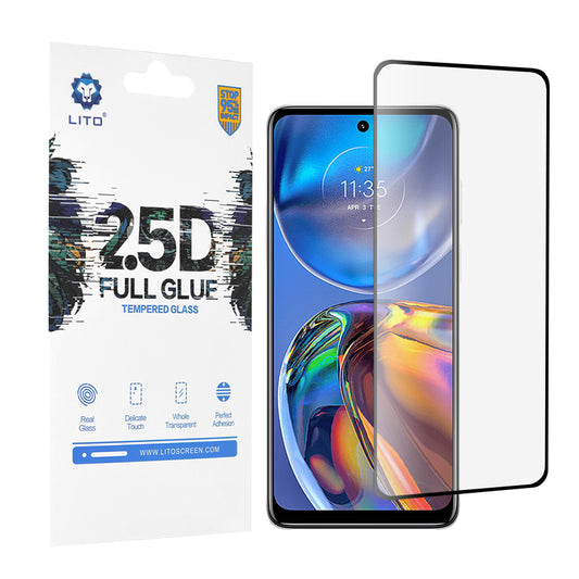 Zaštitna folija za ekran Lito za Motorola Moto E32s / E32, Kaljeno staklo, Full Glue, 2.5D, Crna