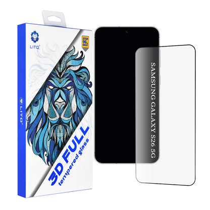 Zaštitna folija za ekran Lito za Samsung Galaxy S26 S942, Kaljeno staklo, Full Glue, 3D, Crna