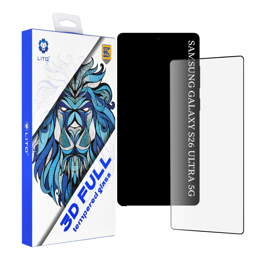 Zaštitna folija za ekran Lito za Samsung Galaxy S26 Ultra S948, Kaljeno staklo, Full Glue, 3D, Crna