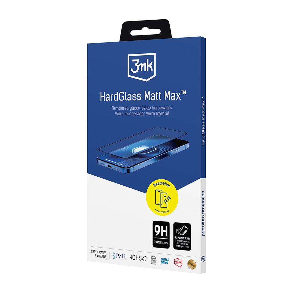 Zaštitna folija Matte 3MK HardGlass Max za Apple iPhone 17 Air, Kaljeno staklo, Full Glue, Crna