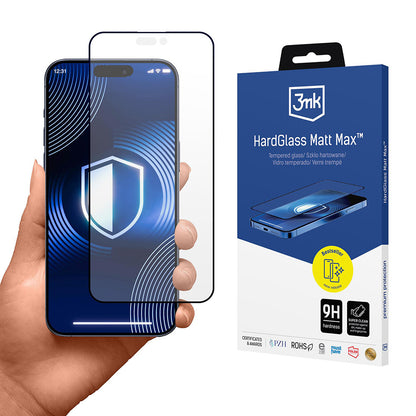 Zaštitna folija Matte 3MK HardGlass Max za Apple iPhone 17 Pro Max, Kaljeno staklo, Full Glue, Crna