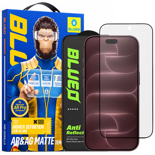 Mat zaštitna folija za zaslon Blueo Anti Reflective HD za Apple iPhone 18 Pro Max, kaljeno staklo, potpuno ljepljiva, crna