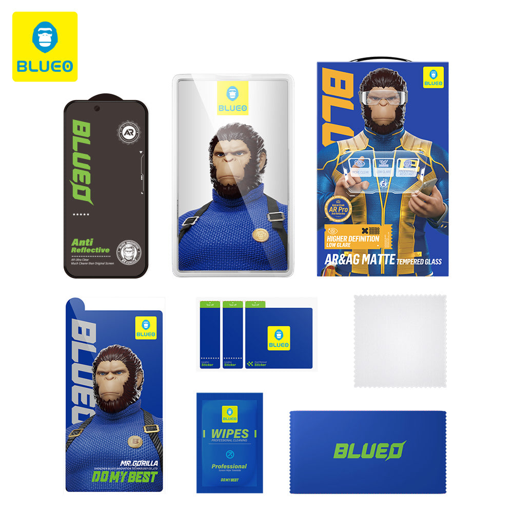 Mat zaštitna folija za zaslon Blueo Anti Reflective HD za Apple iPhone 18 Pro Max, kaljeno staklo, potpuno ljepljiva, crna