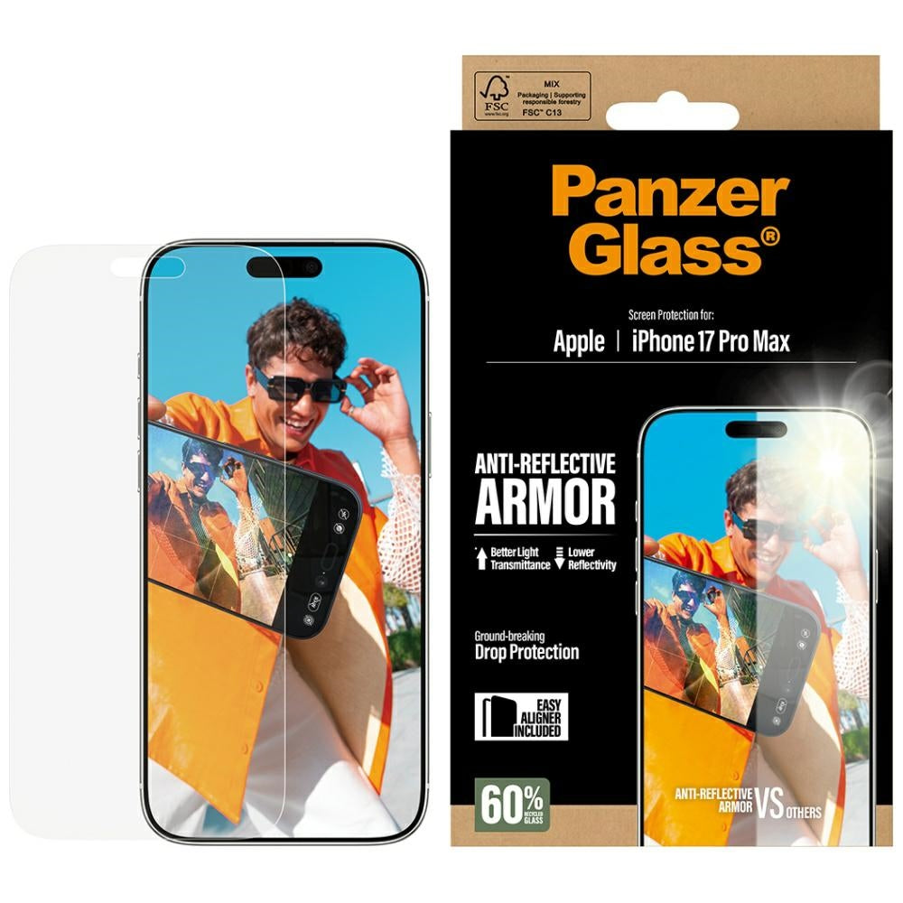 Folija za zaštitu ekrana Matte PanzerGlass Armor EasyAligner za Apple iPhone 17 Pro Max, Kaljeno staklo, Full Glue