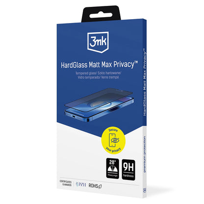 Zaštitna folija Ekran Matte Privacy 3MK Max za Apple iPhone 18 Pro Max, Kaljeno staklo, Full Glue