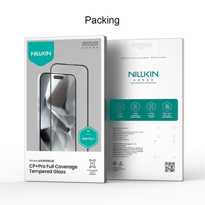 Zaštitna folija za vanjski ekran Nillkin CP+ Pro za Samsung Galaxy Z Flip8 F776 / Z Flip7 F766, Kaljeno staklo, Full Glue, Crna