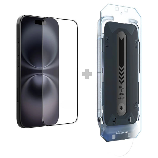 Zaštitna folija za ekran Nillkin CP+ Pro s aplikatorom za Apple iPhone 16, kaljeno staklo, puna ljepila, crna