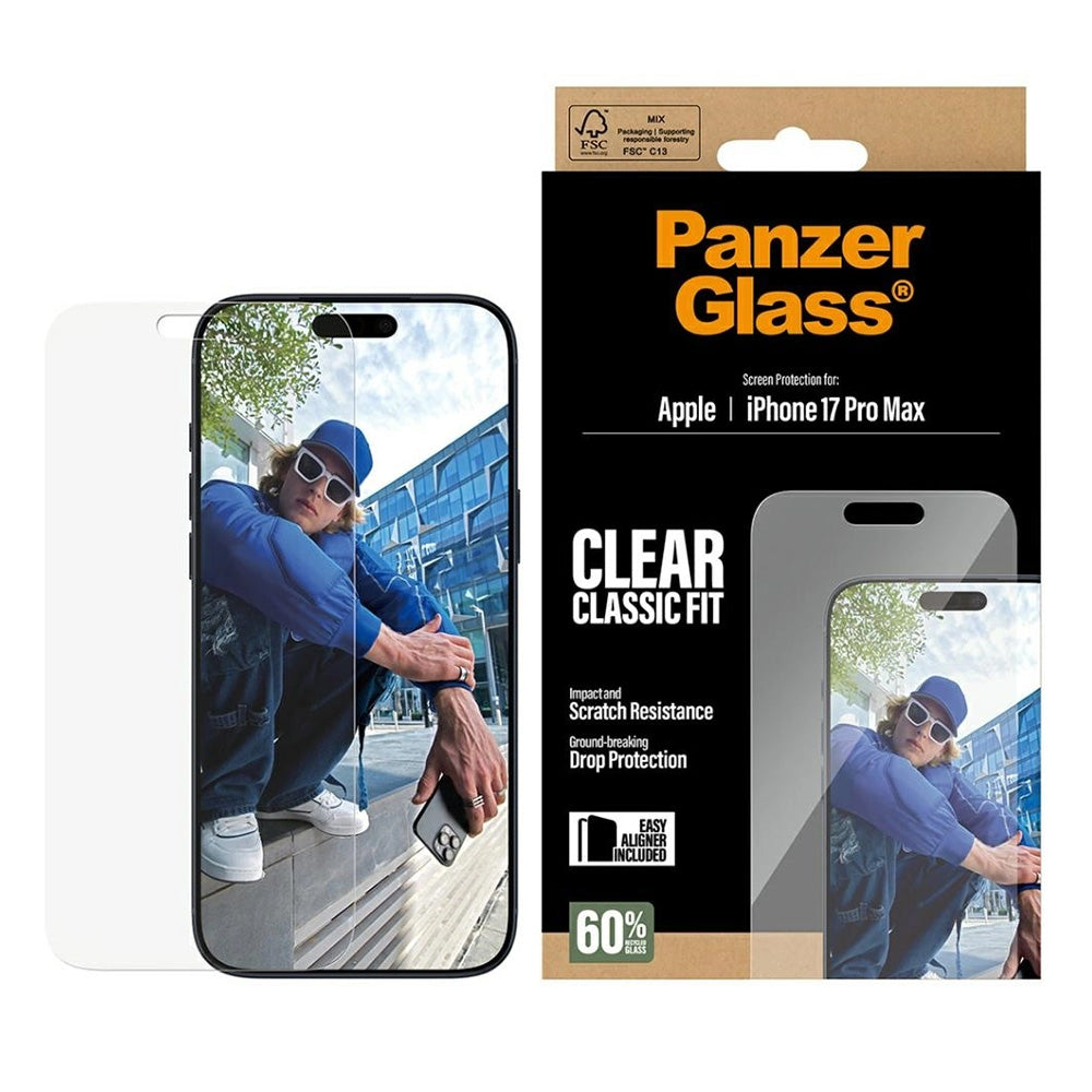 Zaštitna folija za ekran PanzerGlass Classic Fit EasyAligner za Apple iPhone 17 Pro Max, Kaljeno staklo, Full Glue