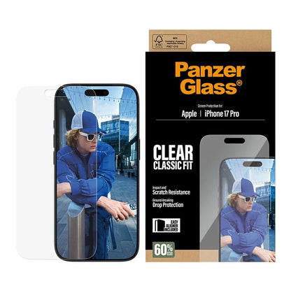 Zaštitna folija za ekran PanzerGlass Classic Fit EasyAligner za Apple iPhone 17 Pro, Kaljeno staklo, Full Glue