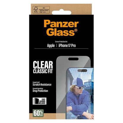 Zaštitna folija za ekran PanzerGlass Classic Fit EasyAligner za Apple iPhone 17 Pro, Kaljeno staklo, Full Glue