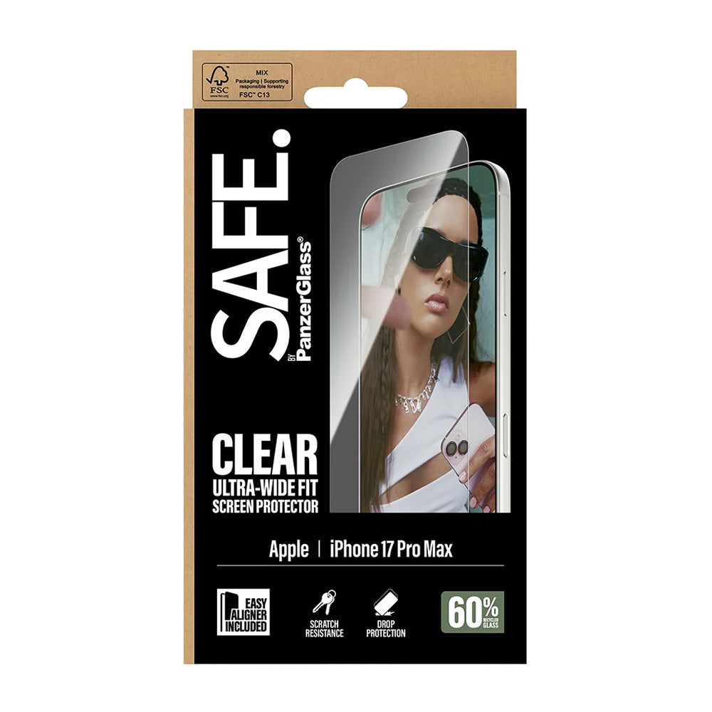 Zaštitna folija za ekran PanzerGlass Safe. Ultra-Wide Fit EasyAligner za Apple iPhone 17 Pro Max, Kaljeno staklo, Full Glue